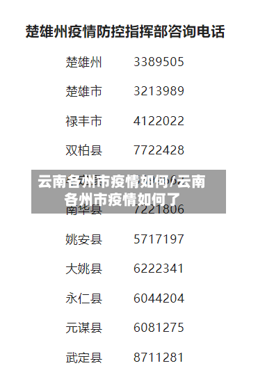 云南各州市疫情如何/云南各州市疫情如何了-第1张图片